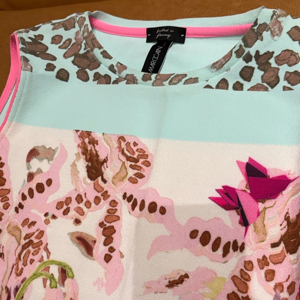 Marc Cain Mint and Pink Animal Print Dress